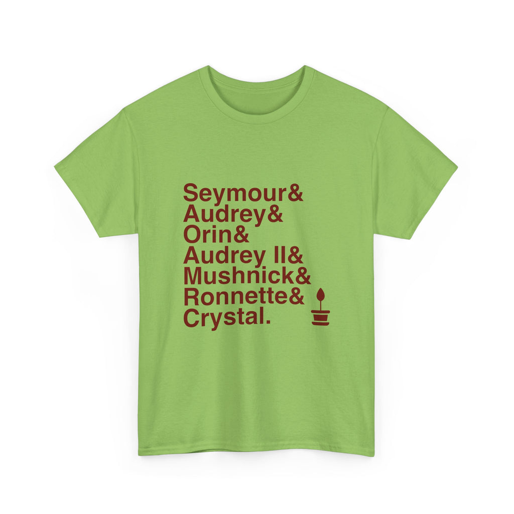 Little Shop of Horrors T-Shirt - Seymour, Audrey II Names List Tee | Feed Me Broadway Musical Gift, Cult Classic Fan
