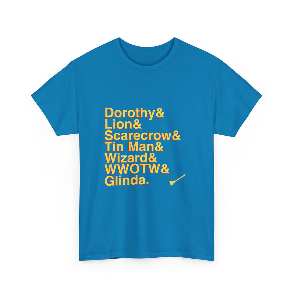 The Wizard of Oz T-Shirt - Dorothy, Toto, Over The Rainbow Names List Tee | Yellow Brick Road Broadway Musical Gift