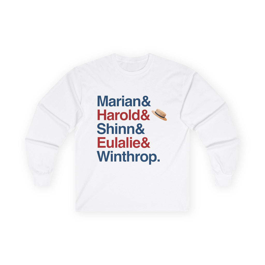 The Music Man Long Sleeve T-Shirt - Harold Hill, Marian Paroo Names List Apparel | Seventy-Six Trombones Theatre Gift