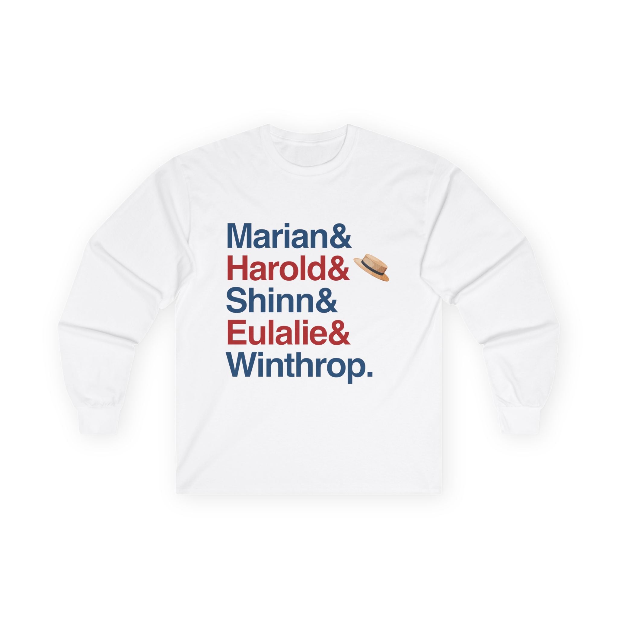 The Music Man Long Sleeve T-Shirt - Harold Hill, Marian Paroo Names List Apparel | Seventy-Six Trombones Theatre Gift