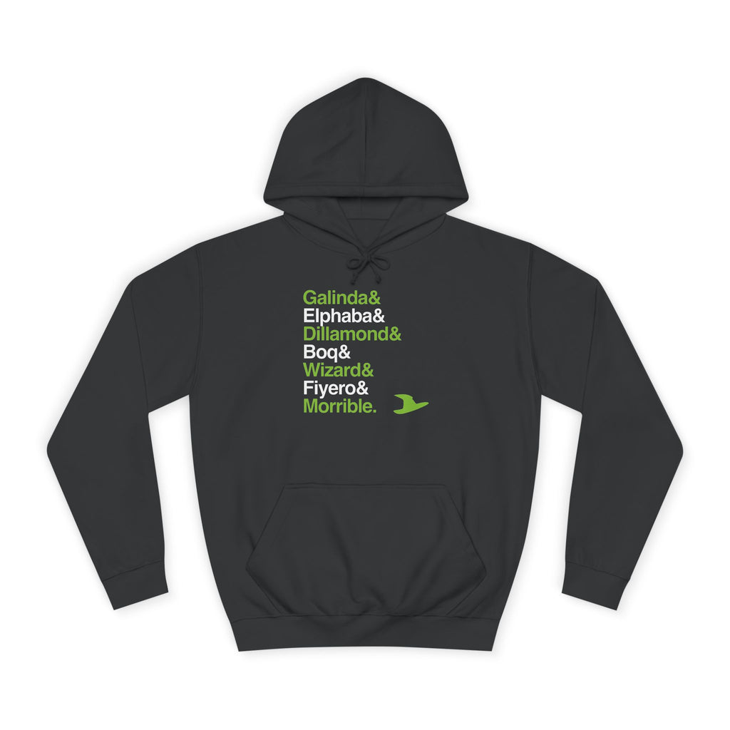 Wicked Broadway Hoodie - Elphaba, Glinda Names List Apparel | Defying Gravity Musical Gift (Unisex)