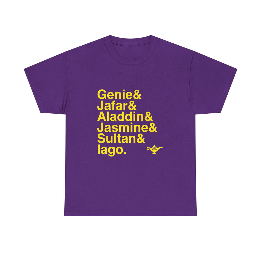 Aladdin Broadway T-Shirt - Names List Tee | Genie, Jasmine, Magic Carpet Ride, Disney Musical Fan Gift