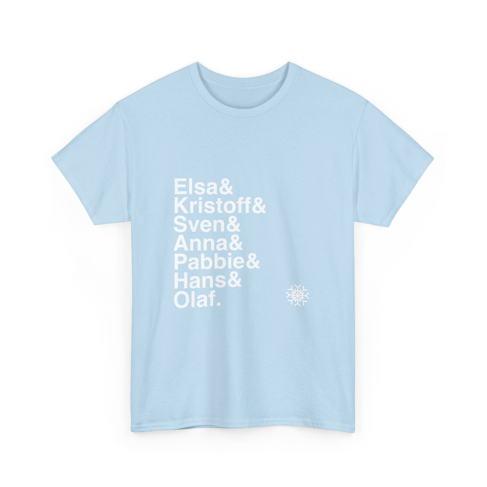 Frozen T-Shirt - Elsa, Anna, Olaf Names List Tee | Let It Go Disney Broadway Musical Gift, Snowman Fan