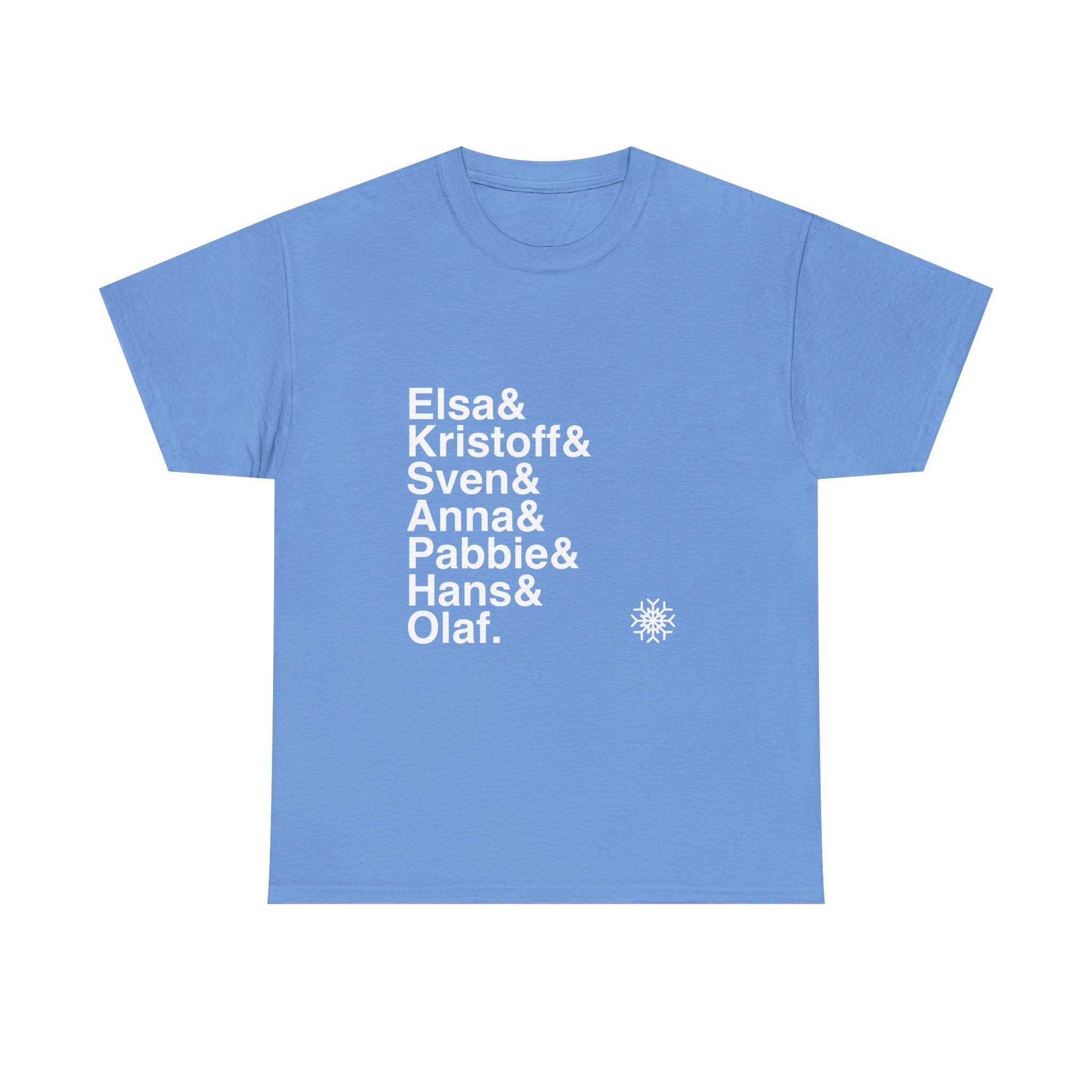 Frozen T-Shirt - Elsa, Anna, Olaf Names List Tee | Let It Go Disney Broadway Musical Gift, Snowman Fan