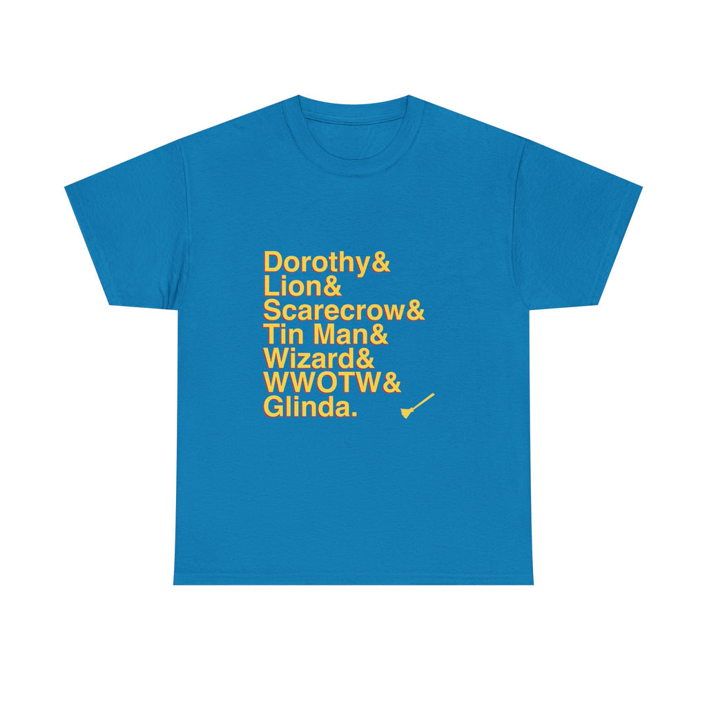 The Wizard of Oz T-Shirt - Dorothy, Toto, Over The Rainbow Names List Tee | Yellow Brick Road Broadway Musical Gift