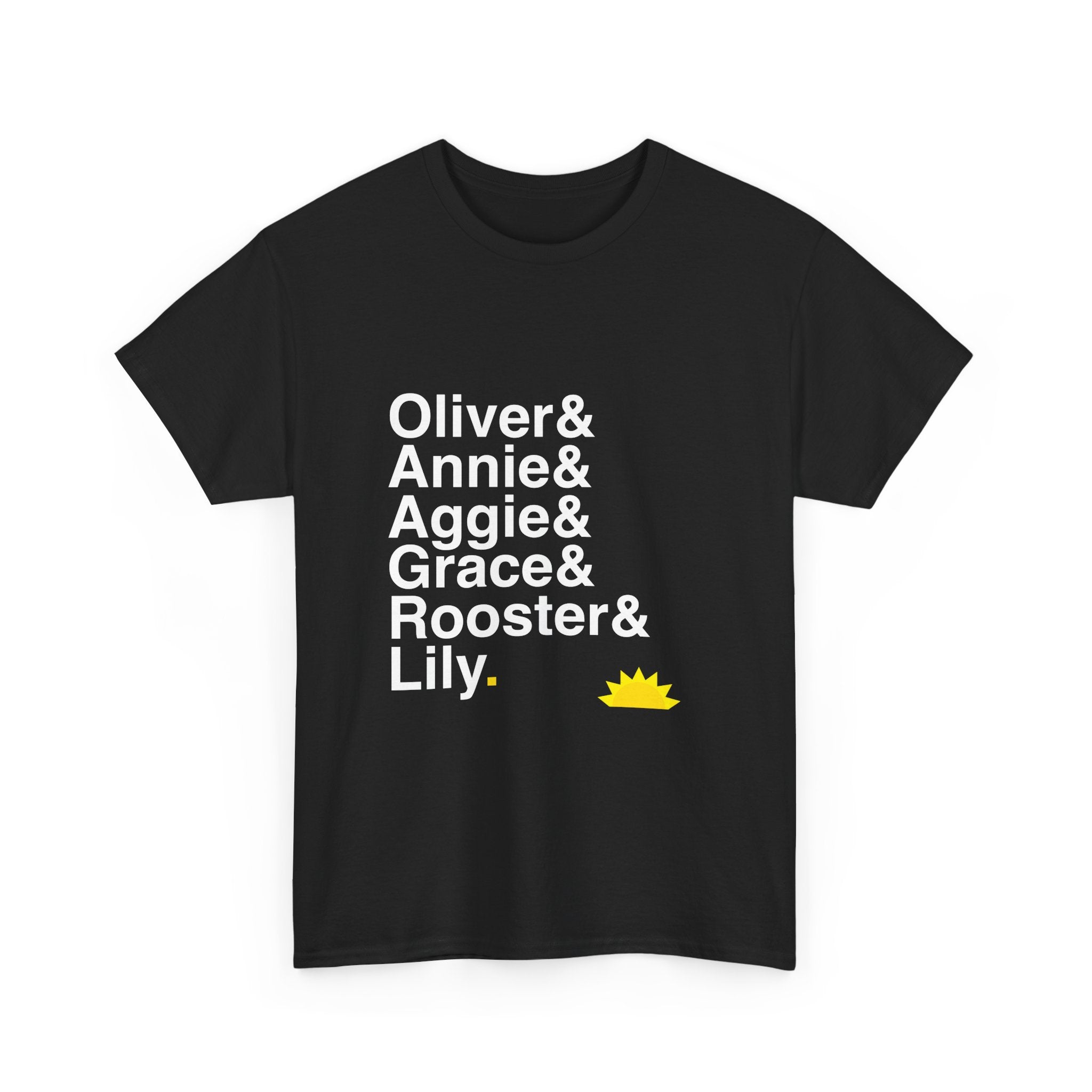Annie Broadway Musical T-Shirt - Tomorrow Names List Tee | Daddy Warbucks, Miss Hannigan, Sandy, Theatre Gift