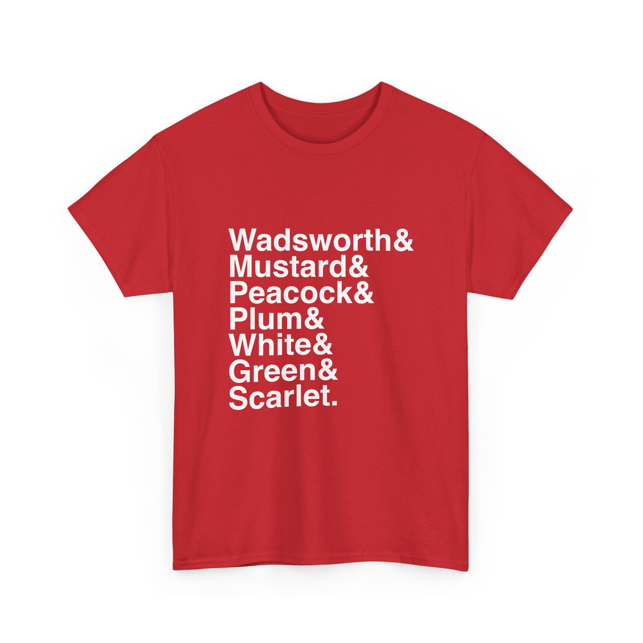 Clue T-Shirt - Colonel Mustard, Miss Scarlett, Mrs. Peacock Names List Tee | Murder Mystery Play Gift, Theatre Fan