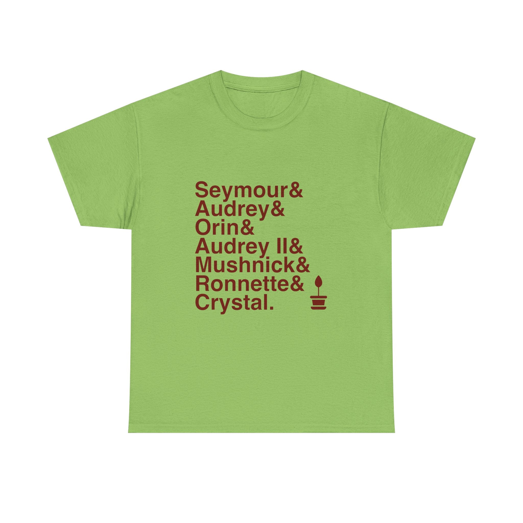 Little Shop of Horrors T-Shirt - Seymour, Audrey II Names List Tee | Feed Me Broadway Musical Gift, Cult Classic Fan