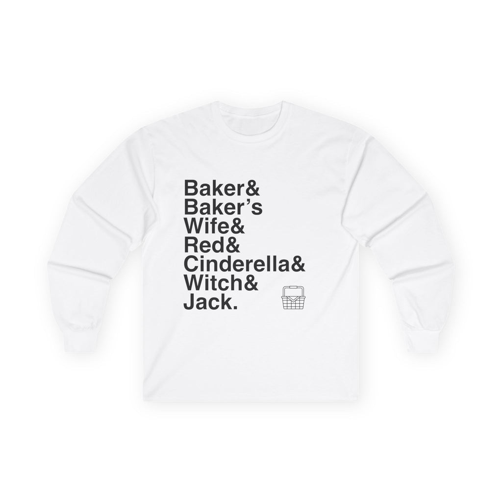 Into the Woods Long Sleeve T-Shirt - Sondheim Names List Apparel | Baker, Witch, Cinderella Theatre Gift (Cotton)