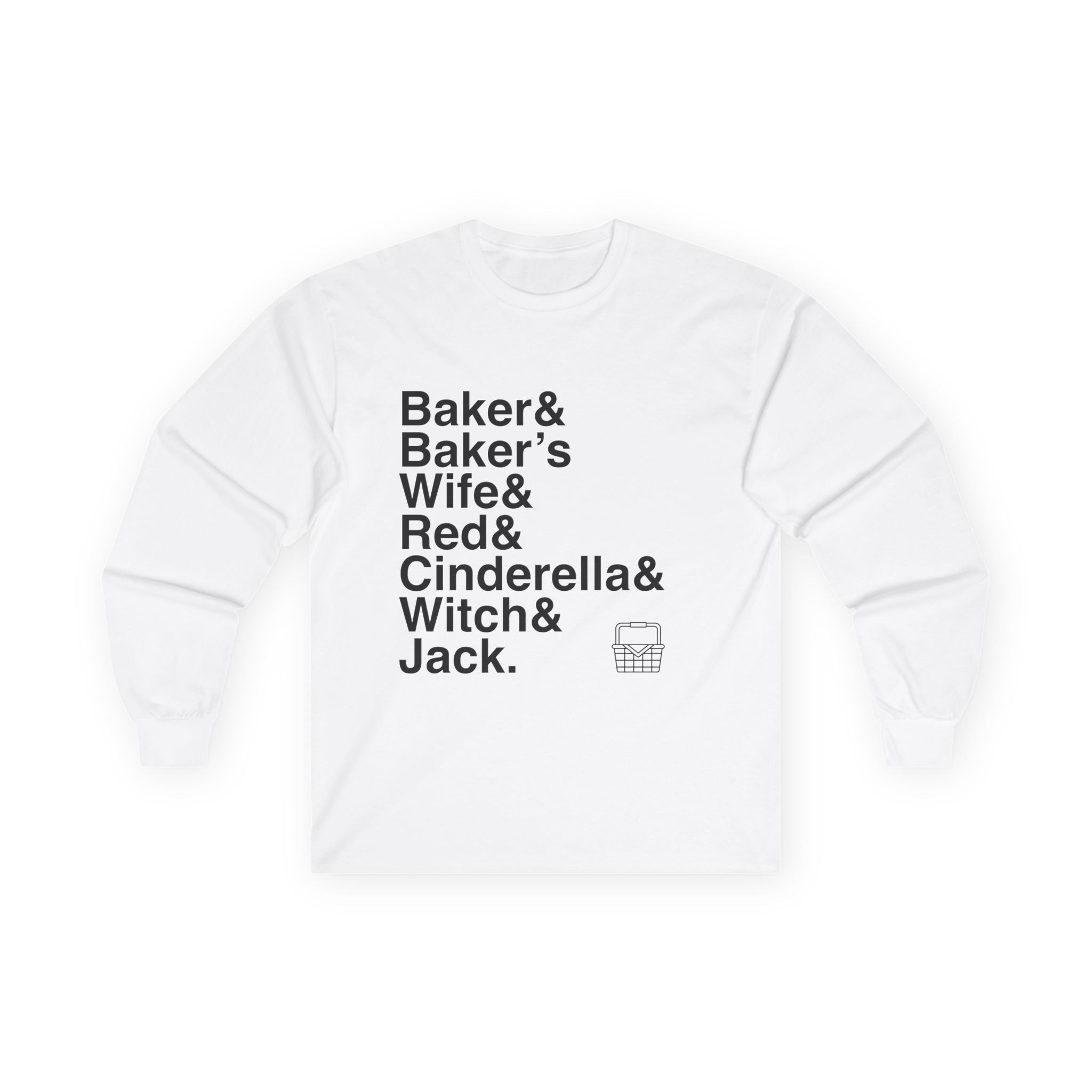 Into the Woods Long Sleeve T-Shirt - Sondheim Names List Apparel | Baker, Witch, Cinderella Theatre Gift (Cotton)