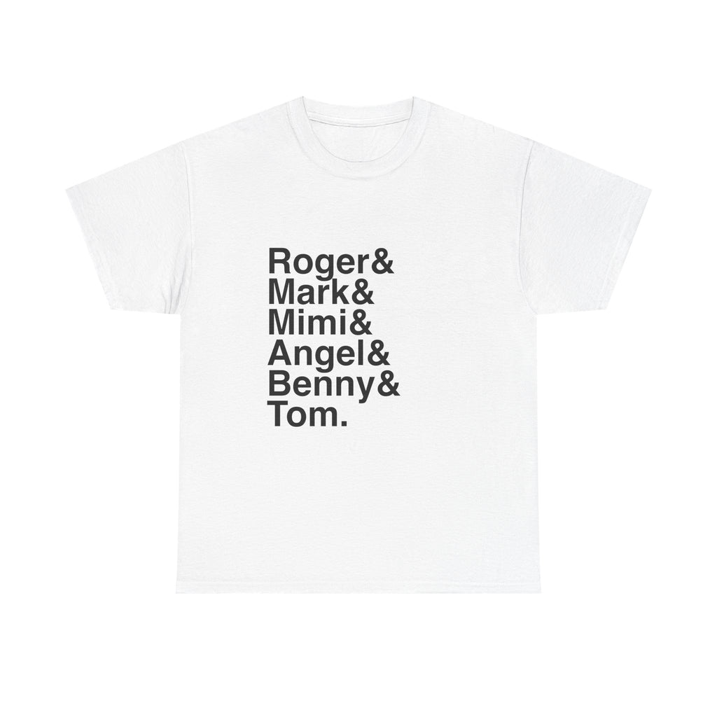 Rent T-Shirt - Seasons of Love Names List Tee | Mark, Mimi, Angel, Jonathan Larson Broadway Musical Gift