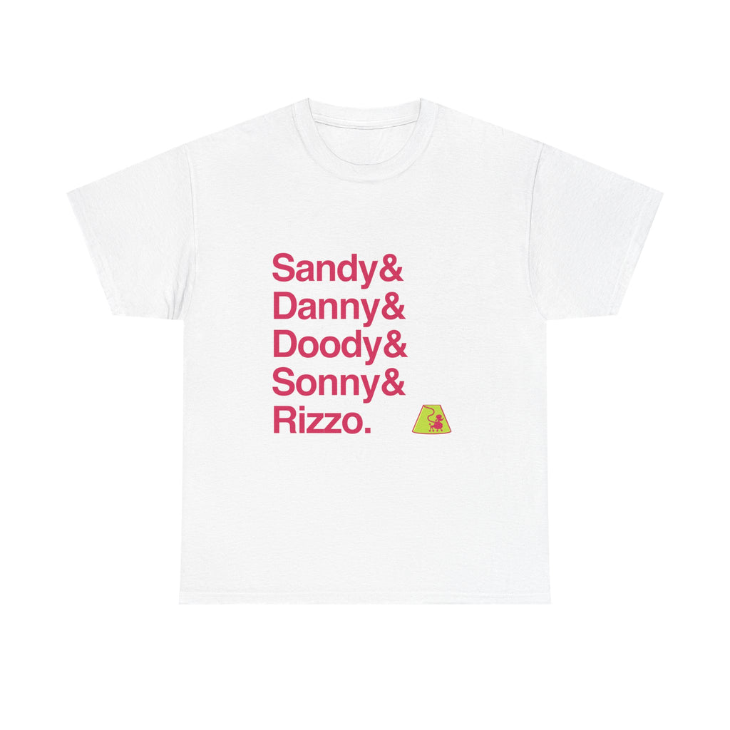Grease T-Shirt - Danny Zuko, Sandy Names List Tee | Summer Nights Broadway Musical Gift, 50s Nostalgia Fan