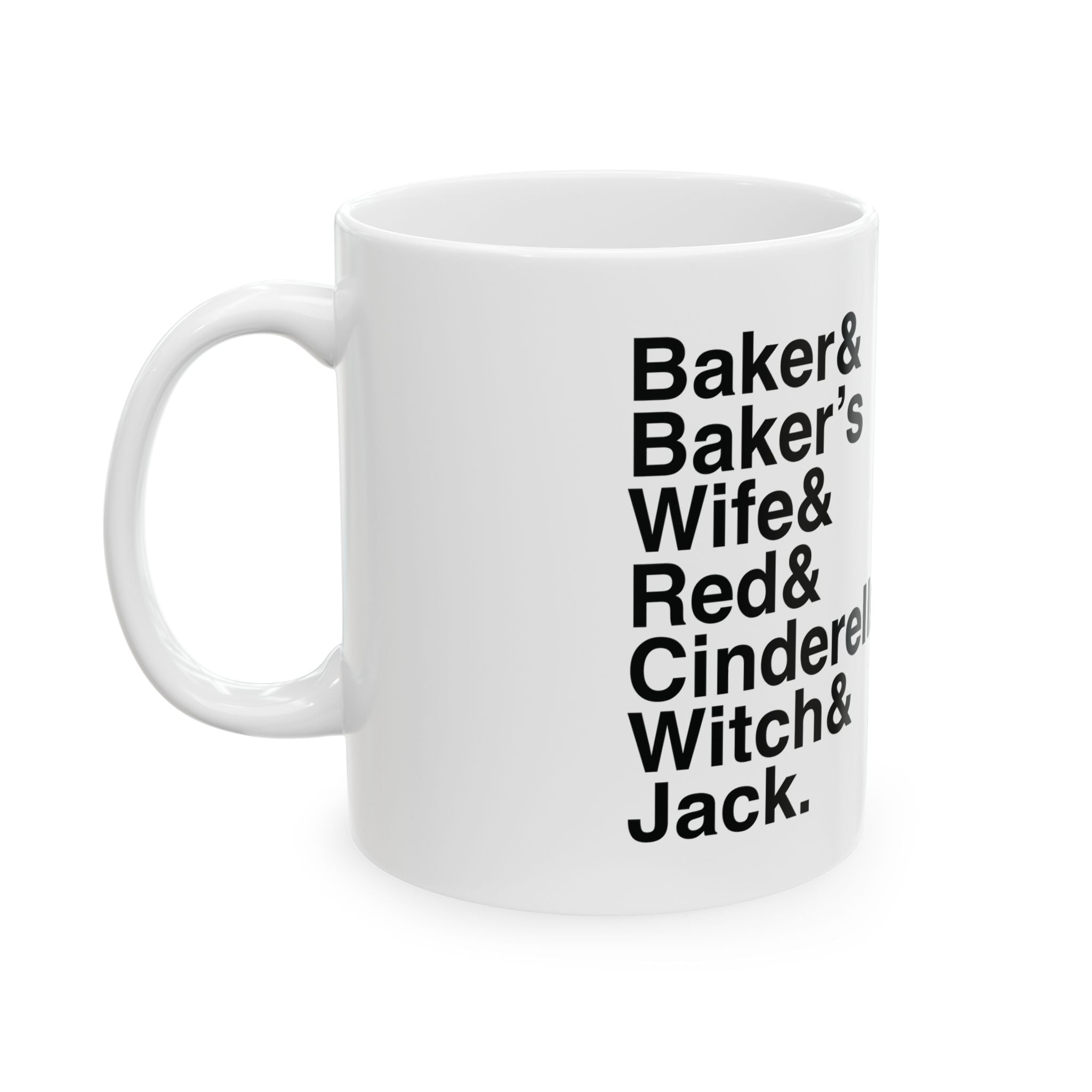 Into the Woods Mug - Sondheim Musical Names List Coffee Mug | Witch, Baker, Cinderella Theatre Gift, 11oz/15oz