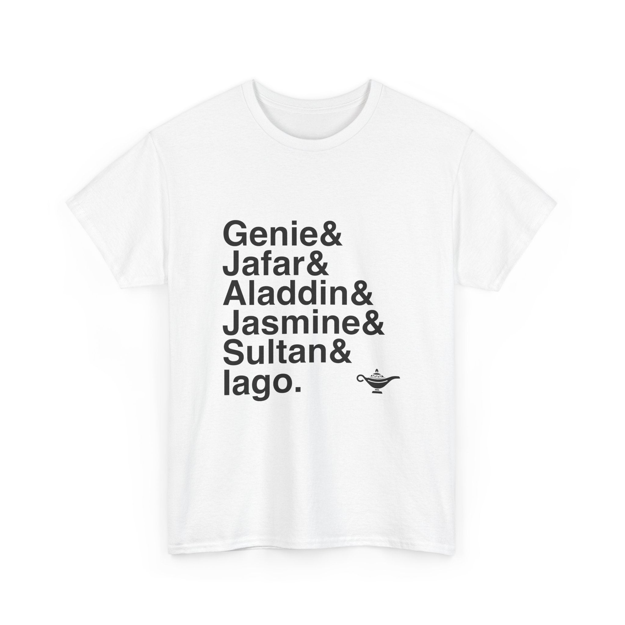 Aladdin Broadway T-Shirt - Names List Tee | Genie, Jasmine, Magic Carpet Ride, Disney Musical Fan Gift
