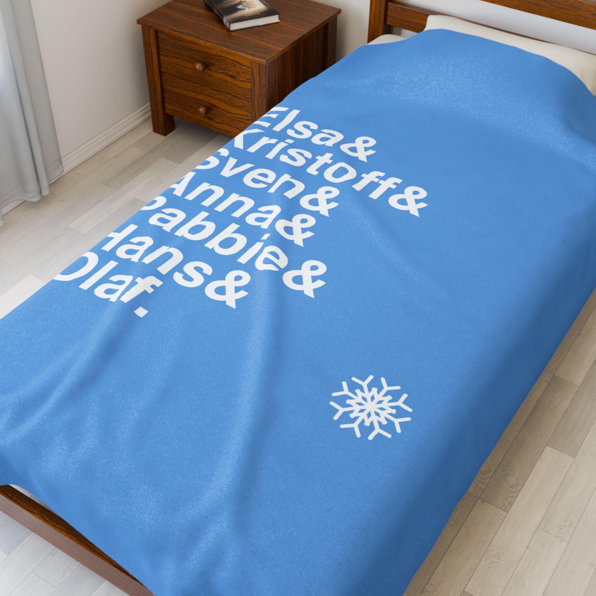 Frozen Blanket - Elsa, Anna, Olaf Names List Throw | Cozy Disney Broadway Musical Gift, Home Decor, Let It Go