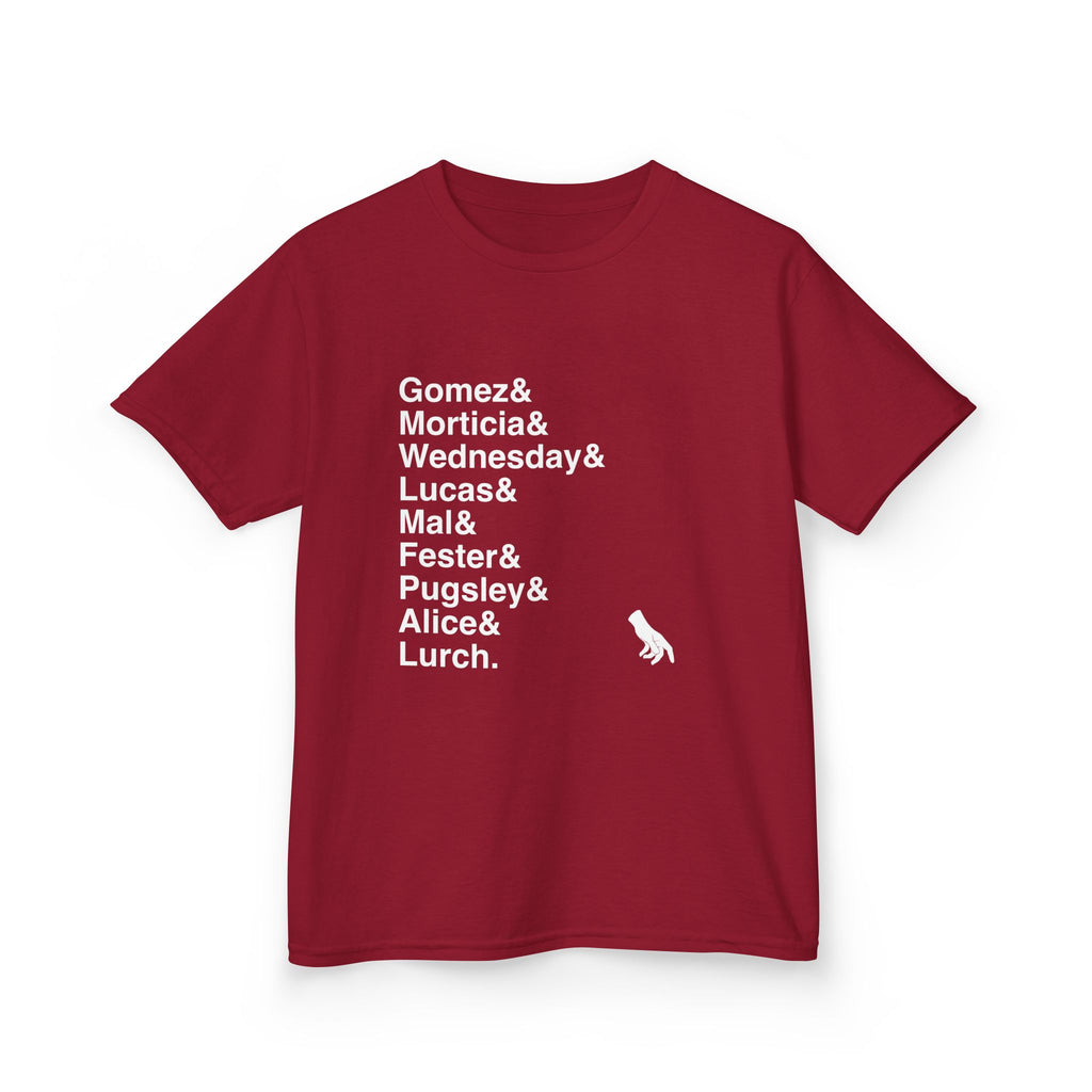 KIDS The Addams Family Musical T-Shirt - Names List Tee | Broadway Gift, Wednesday, Morticia, Gomez, Theatre Fan Apparel