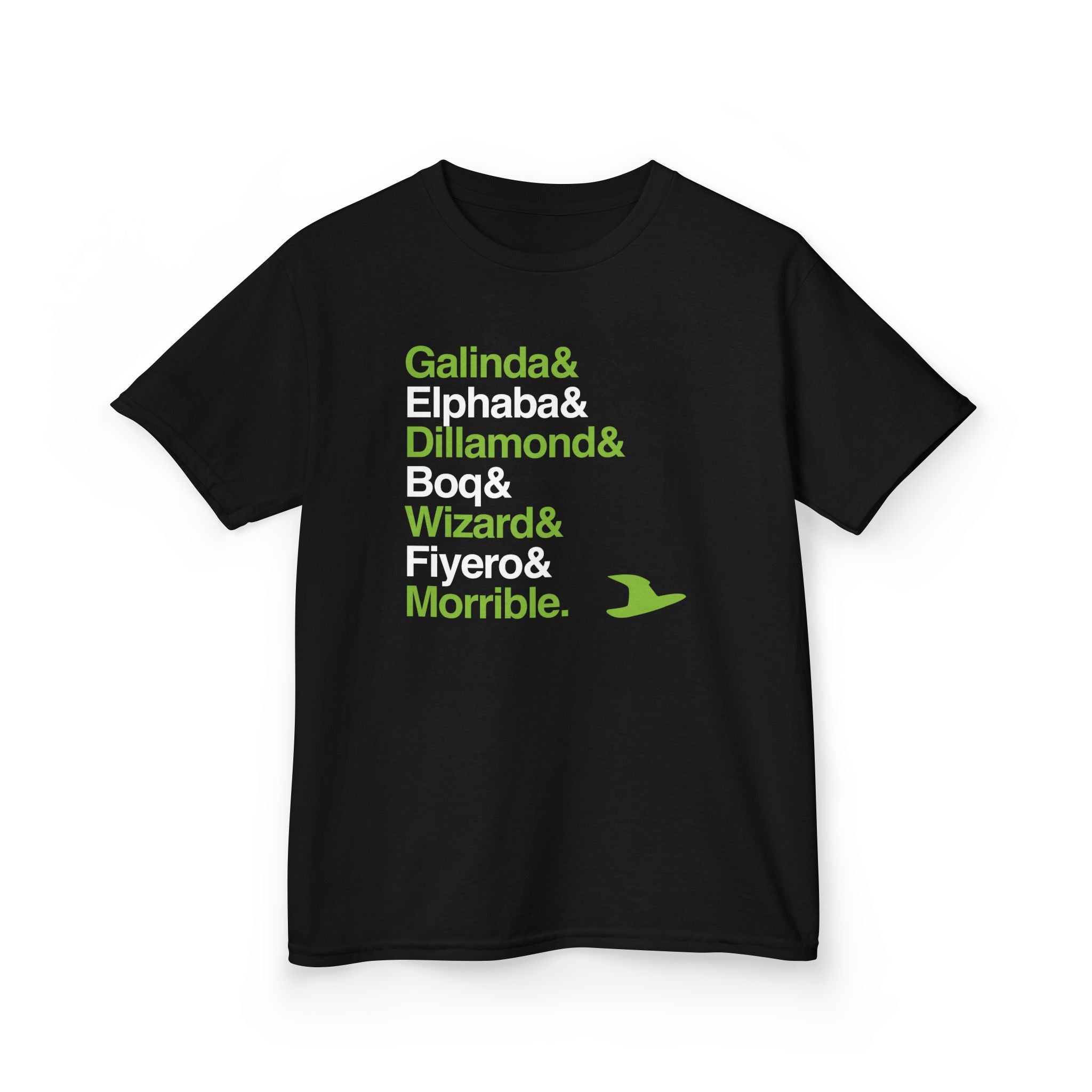 KIDS Wicked T-Shirt - Elphaba, Glinda, Defying Gravity Names List Tee | Broadway Musical Gift, Popular Witch Fan Apparel