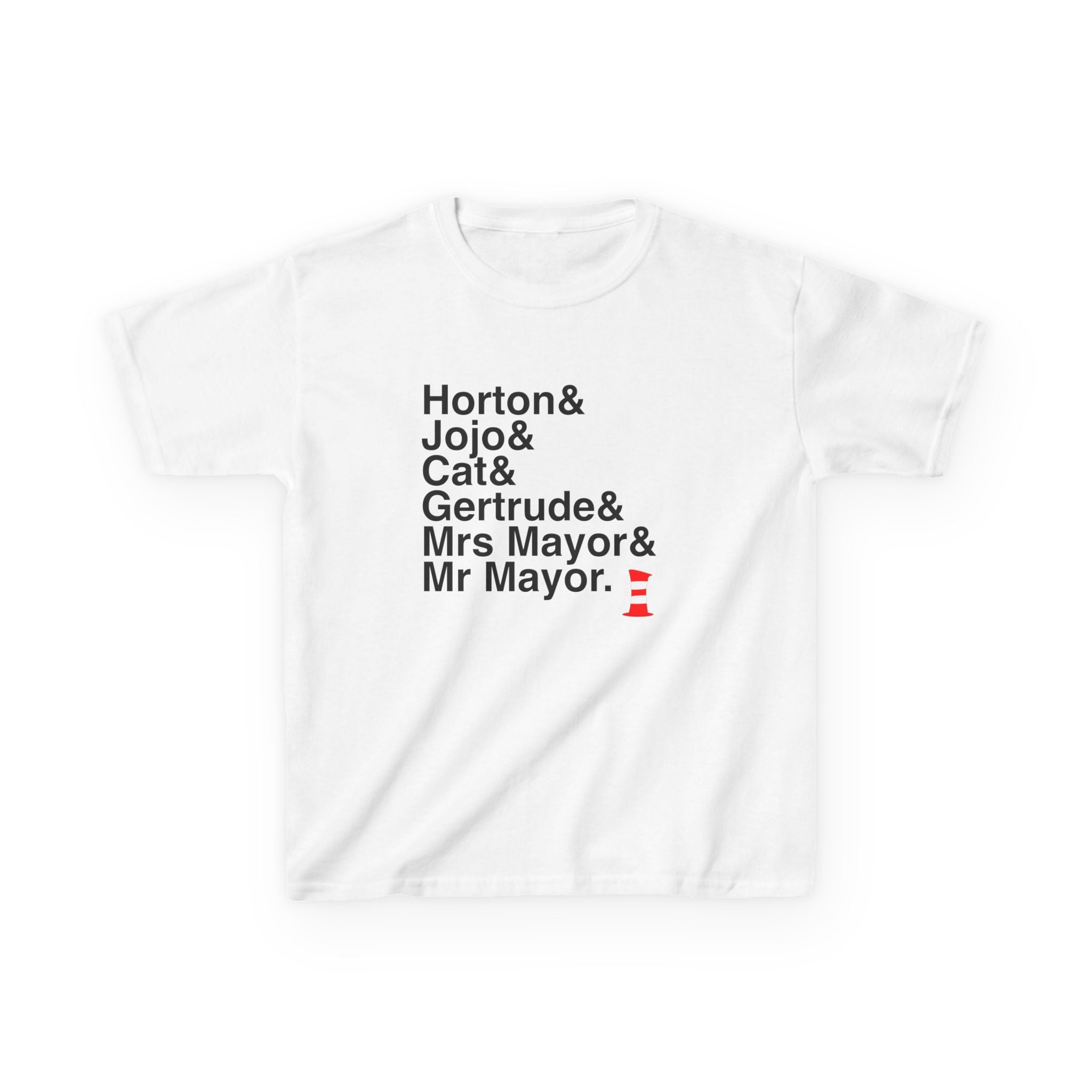 KIDS Seussical T-Shirt - Cat in the Hat, Horton Names List Tee | Dr. Seuss Broadway Musical Gift, Thinker Fan