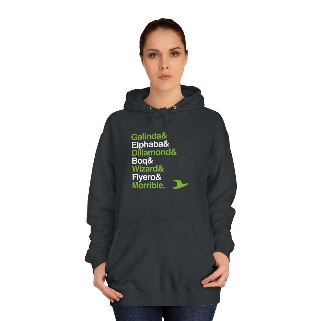 Wicked Broadway Hoodie - Elphaba, Glinda Names List Apparel | Defying Gravity Musical Gift (Unisex)