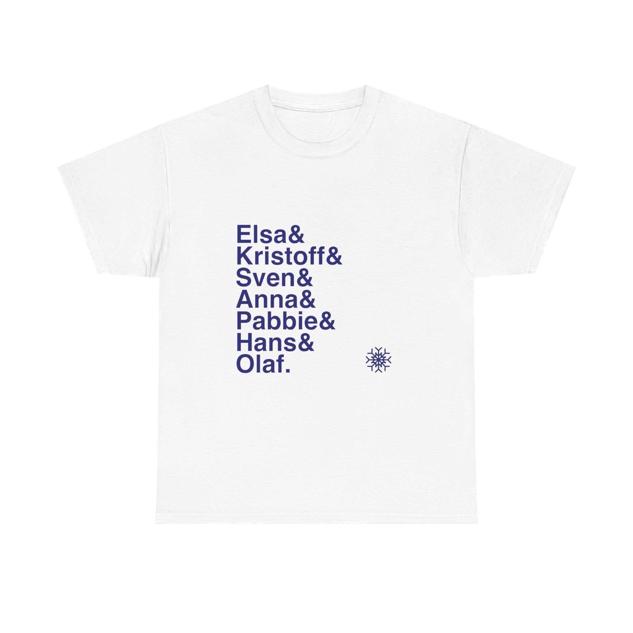 Frozen T-Shirt - Elsa, Anna, Olaf Names List Tee | Let It Go Disney Broadway Musical Gift, Snowman Fan