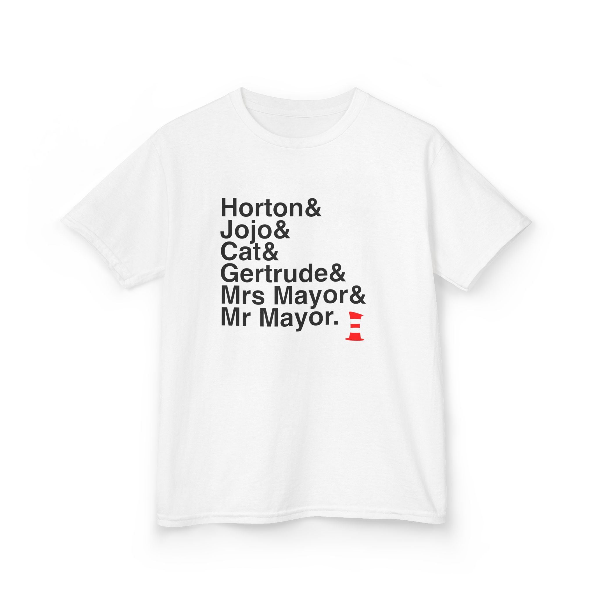 KIDS Seussical T-Shirt - Cat in the Hat, Horton Names List Tee | Dr. Seuss Broadway Musical Gift, Thinker Fan