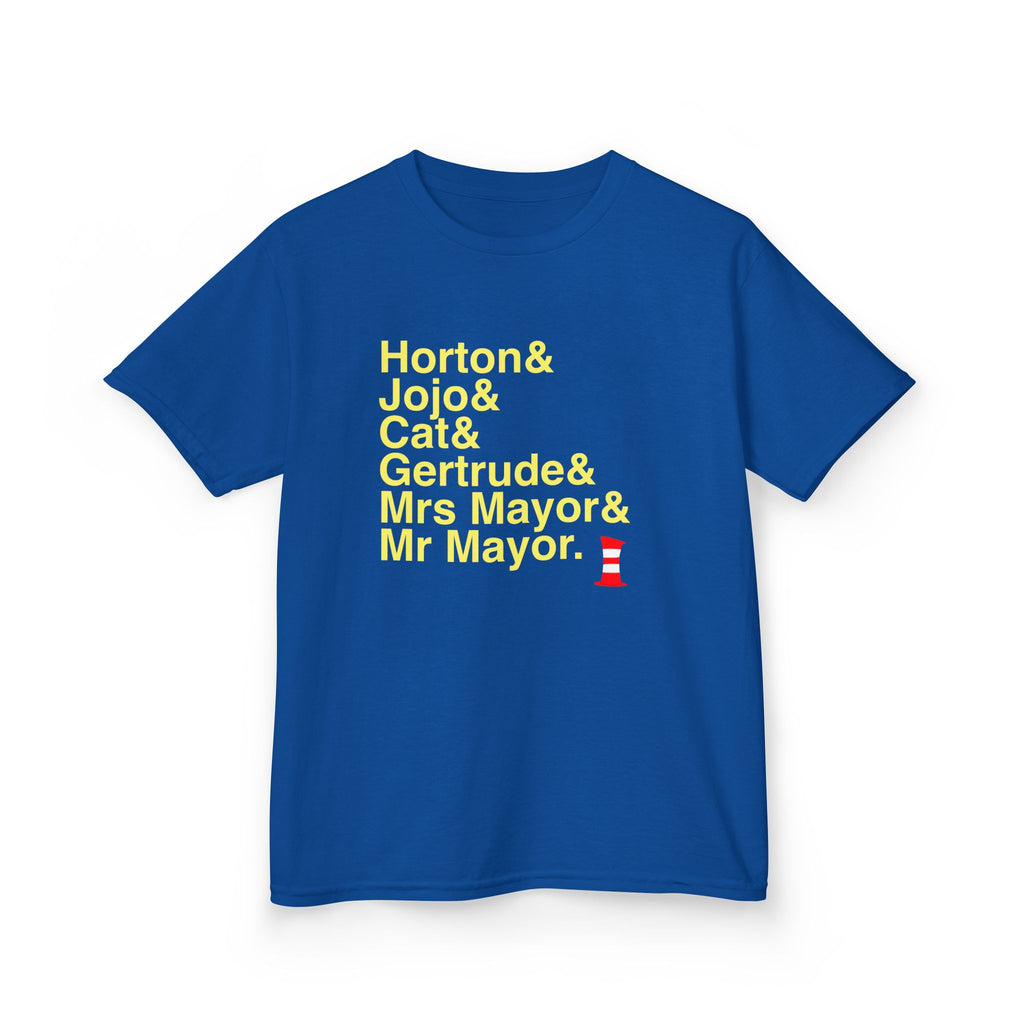 KIDS Seussical T-Shirt - Cat in the Hat, Horton Names List Tee | Dr. Seuss Broadway Musical Gift, Thinker Fan