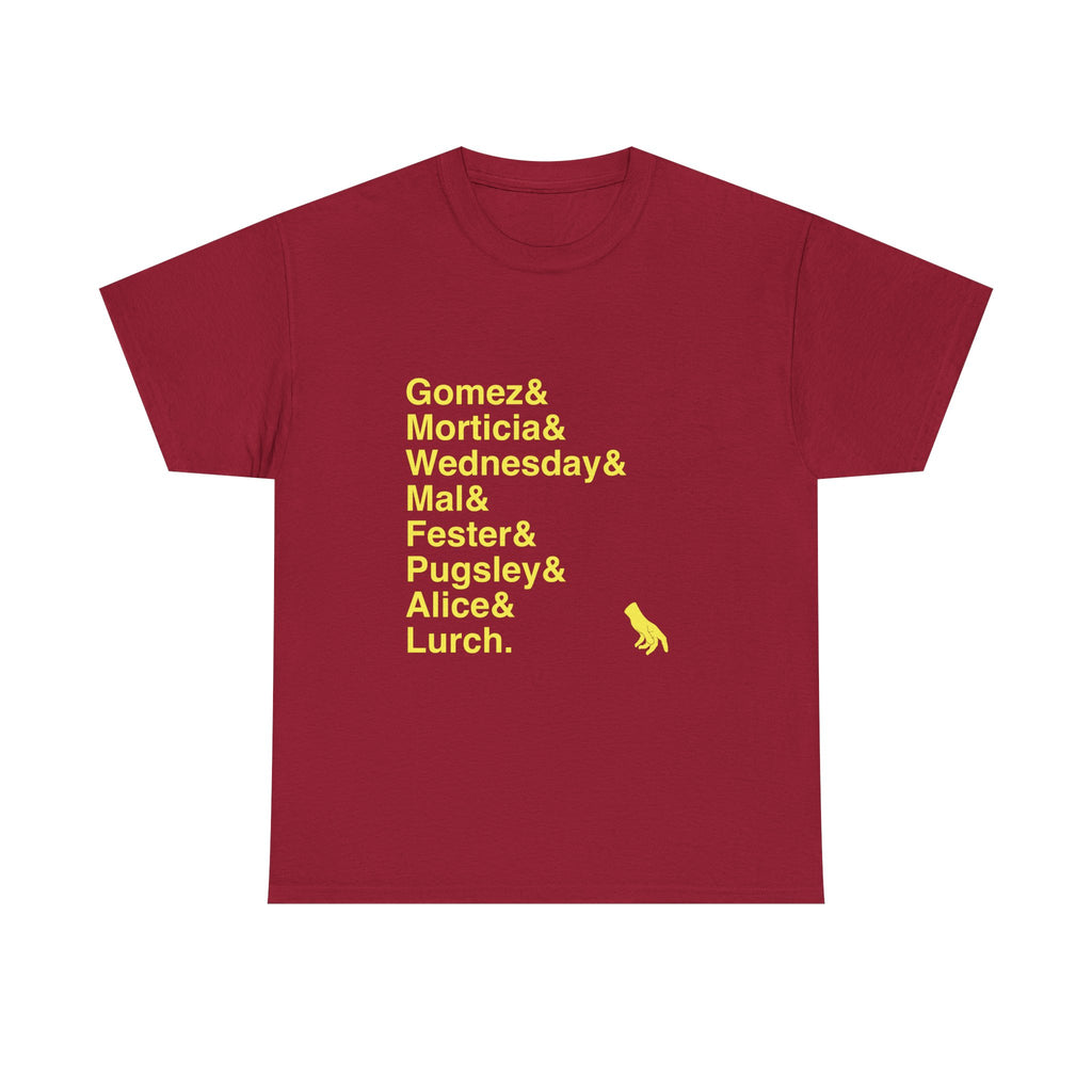 The Addams Family Musical T-Shirt - Names List Tee | Broadway Gift, Wednesday, Morticia, Gomez, Theatre Fan Apparel