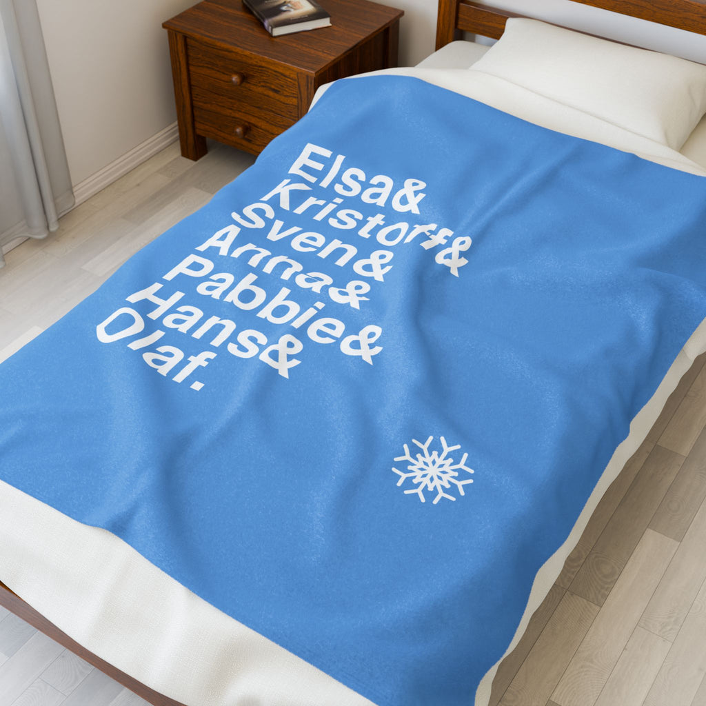 Frozen Blanket - Elsa, Anna, Olaf Names List Throw | Cozy Disney Broadway Musical Gift, Home Decor, Let It Go